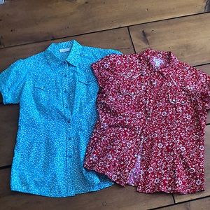 Semi vintage cowgirl short sleeve shirts 2-one is Ariat other is Cowgirl Up.